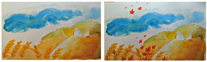 Рисунок осень. Как нарисовать осенний пейзаж. Осенний лес. Осенние рисунки. Карандаши и краски